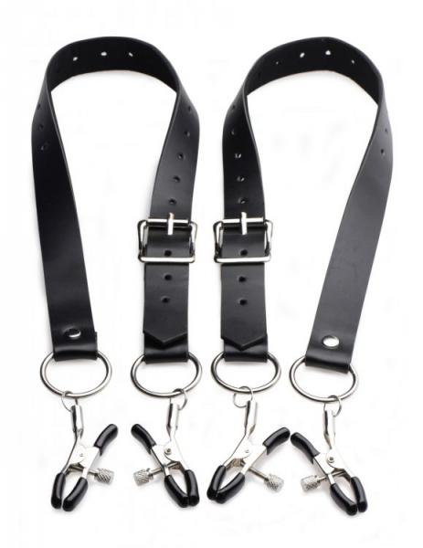 Spread Labia Spreader Straps with Clamps Black | SexToy.com