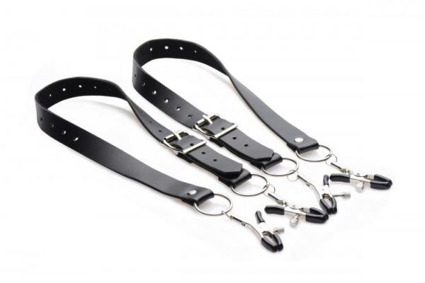 Spread Labia Spreader Straps with Clamps Black | SexToy.com